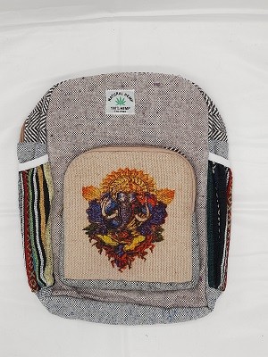 Купить рюкзак из гобеленовой и конопляной ткани с цветным принтом.35*25*8 см. Производство Непал; Backpack Pure Hemp