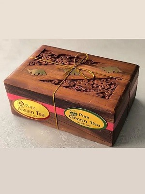 Купить Чай в деревянной шкатулке Ассорти / Assam Tea / Green Tea 100 гр