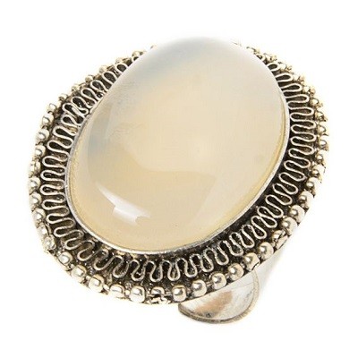 кольцо металлическое в этно стиле с натуральными камнями