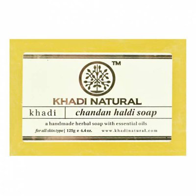 Мыло ручной работы Кхади сандал и куркума. Khadi CHANDAN HALDI SOAP 125гр.