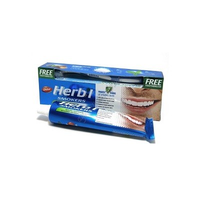 Dabur Herb'l Smokers Natural Toothpaste with Toothbrush 150g / Аюрведическая Зубная Паста для Курящих Натуральная + Зубная Щётка Ср. Жесткости 150г