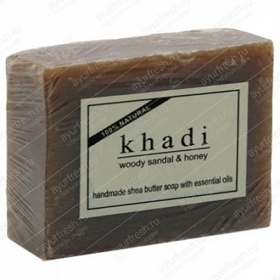 Купить Мыло ручной работы Khadi Woody Sandal & Honey Soap 100g / Мыло с Сандаловым Деревом и Мёдом 100г