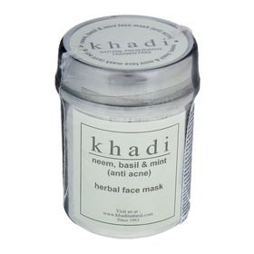 Купить Маска для лица против угрей Ним, Базилик и Мята, 50 г, производитель Кхади; Neem, Basil & Mint Herbal Face Mask, 50 g, Khadi