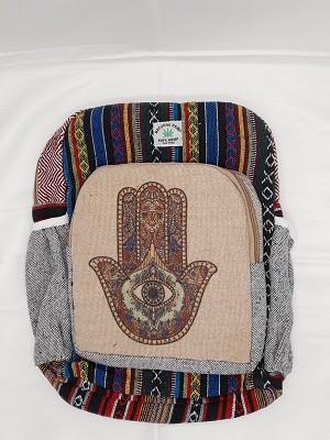 Купить рюкзак из гобеленовой и конопляной ткани с цветным принтом.40*30*10 см. Производство Непал; Backpack Pure Hemp