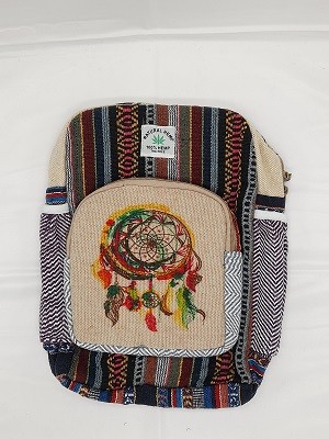 рюкзак из гобеленовой и конопляной ткани с цветным принтом.35*25*8 см. Производство Непал; Backpack Pure Hemp