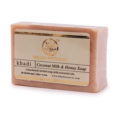 Мыло ручной работы Кокосовое молоко и Мед 125г Кхади (Coconut Milk & Honey Soap Khadi)
