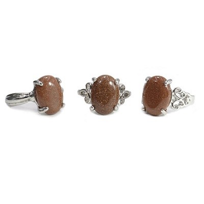 Кольцо с камнем Авантюрин коричневый