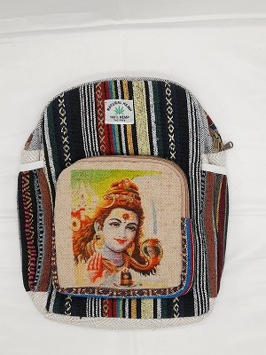 рюкзак из гобеленовой и конопляной ткани с цветным принтом.35*25*8 см. Производство Непал; Backpack Pure Hemp