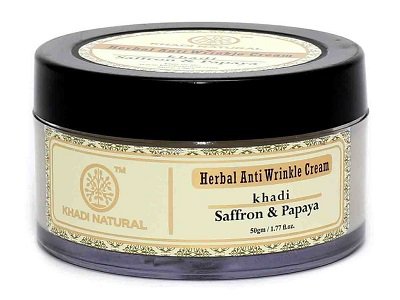 Купить Крем для лица от морщин Шафран и Папайя, 50 г, производитель Кхади; Saffron & Papaya Anti Wrinkle Cream, 50 g, Khadi
