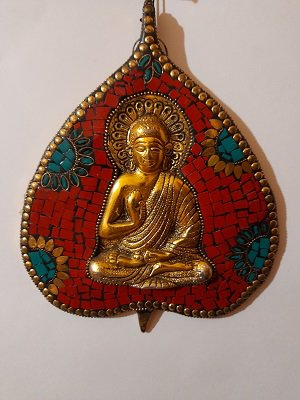 Фигура Будды, металлическая с натуральными камнями 20см.