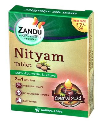 Натуральное слабительное Нитьям Занду (Nityam Tablet Zandu), 10 таблеток