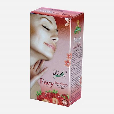 Маска-убтан для лица Мултани и Клубника Лалас 60гр для жирной кожи (Lalas Multani Facy Strawberry Powder)