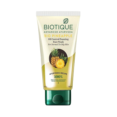 Гель для умывания с Ананасом: для нормальной и жирной кожи (100 мл), Bio Pineapple Oil Control Foaming Face Wash, произв. Biotique