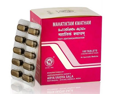 Купить MAHATIKTAM KWATHAM tablets Kottakkal Ayurveda (МАХАТИКТАМ Кватхам таблетки, для лечения кожных болезней, Коттаккал Аюрведа), 100 таб.