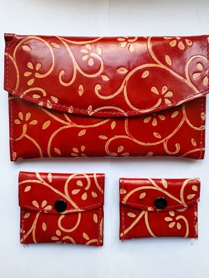  индийский кожаный кошелек с ручной росписью 12*18см