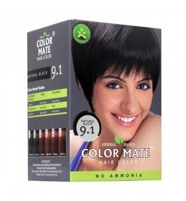Color Mate Hair Color Natural Black 9.1 no Ammonia (5pcs*15g) / Краска для Волос Цвет Натуральный Черный Тон 9.1 без Аммиака (5шт*15гр)