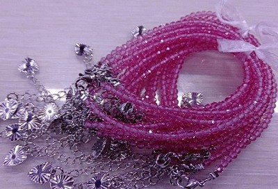 Браслет Шпинель с алмазной огранкой Розовый 3мм