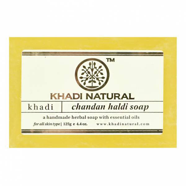 Купить Мыло ручной работы Кхади сандал и куркума. Khadi CHANDAN HALDI SOAP 125гр.