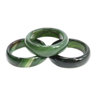 Кольцо из камня гладкое Зеленый агат размер 16-19мм