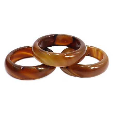 Купить Кольцо из камня гладкое Агат коричневый размеры 16-19мм