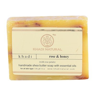 Мыло ручной работы Роза и Мед с Лепестками роз 100 г Khadi Rose & Honey with Rose Petals Soap 