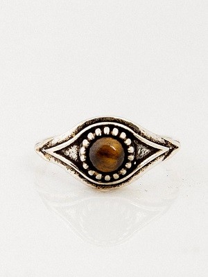 кольцо металлическое в этно стиле с натуральными камнями