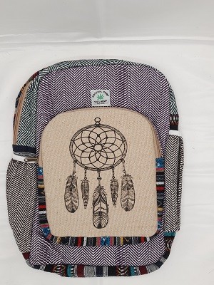 Купить  рюкзак из гобеленовой и конопляной ткани с рисунком.40*30*10 см. Производство Непал; Backpack Pure Hemp
