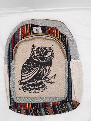 Купить  рюкзак из гобеленовой и конопляной ткани с рисунком.40*30*10 см. Производство Непал; Backpack Pure Hemp