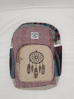 рюкзак из гобеленовой и конопляной ткани с рисунком.35*25*8 см. Производство Непал; Backpack Pure Hemp