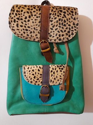 Купить Индийский разноцветный рюкзак из натуральной кожи 35*27*10см.