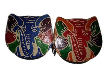 Купить Индийский кожанный кошелек под мелочь слоник с ручной росписью 8*8см