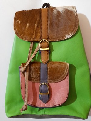 Индийский разноцветный рюкзак из натуральной кожи 35*27*10см.