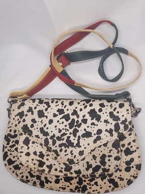 кожаная сумочка с вставками из натуральной шерсти. 26*18*5 см. 