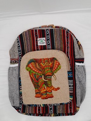 рюкзак из гобеленовой и конопляной ткани с цветным принтом.40*30*10 см. Производство Непал; Backpack Pure Hemp